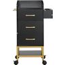 VEVOR Beauty Salon Storage Trolley Cart, Glass Top Hair Salon Station Cabinet for Stylist with Drawer & Dryer Holder, MDF Rolling Hairdressing Salon Cart on 4 Wheels (2 Lockable) for Barber Beauty SPA