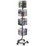 VEVOR Brochure Display Rack, 4-Tier 32 Pockets Rotating Magazine Literature Display Stand for Postcards, 360° Spinning Greeting Cards Rack with 5 Wheels (2 Lockable) for Shop Exhibitions Office