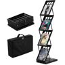 VEVOR Foldable Magazine Display Rack, 4-Tier Brochure Literature Display Stand, Portable Catalog Brochure Holder Stand with Carrying Bag for Office Trade Show Exhibitions, 4 Pockets