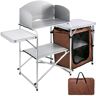 Vevor Camping Kitchen Table Picnic Cabinet Folding Cooking Storage Rack Portable Brown