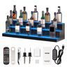 VEVOR LED Lighted Liquor Bottle Display, 3 Tiers 40 Inches, Illuminated Home Bar Shelf with RF Remote & App Control 7 Static Colors 1-4 H Timing, Acrylic Drinks Lighting Shelf for Holding 30 Bottles
