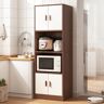 Homary Farmhouse Sideboard Cabinet Kitchen Shelf in Walnut for Microwave