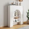 Homary 39.4" Matte White Decorative Fireplace Bookcase Wooden 3-Tier Modern Bookshelf Storage