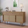 Homary Farmhouse 55" Cane Sideboard Buffet with Storage Natural Kitchen Cabinet