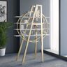 Homary 4-Tier Round Open Bookshelf White Display Shelf Gold Frame