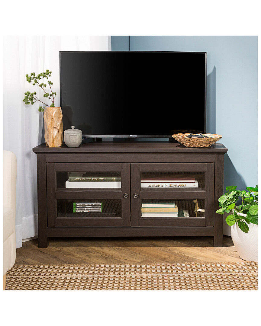 Hewson 44in Transitional Modern Farmhouse Wood Corner TV Stand NoColor NoSize