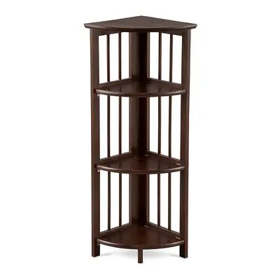 Casual Home 4-Shelf Folding Corner Bookcase, Brown