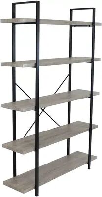 SUNNYDAZE DECOR Sunnydaze 5-Tier Industrial Open-Shelf Bookshelf - Oak Gray, Grey