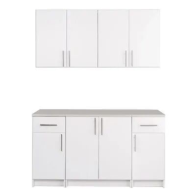 Prepac Elite B 64-in. Storage Cabinet & Wall Cabinet 5-piece Set, White