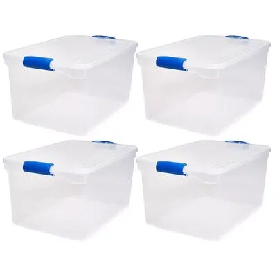 Homz 66 Quart Heavy Duty Modular Stackable Storage Containers, Clear, 4 Pack, Multicolor