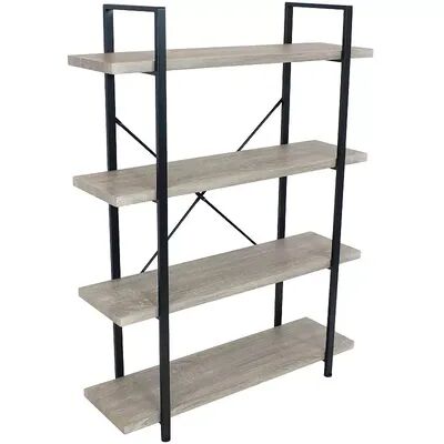 SUNNYDAZE DECOR Sunnydaze 4-Tier Industrial Open-Shelf Bookshelf - Oak Gray, Grey