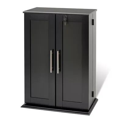 Prepac Small Locking Multimedia Storage Cabinet, Black, Furniture