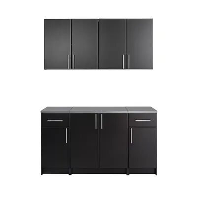 Prepac Elite B 64-in. Storage Cabinet & Wall Cabinet 5-piece Set, Black