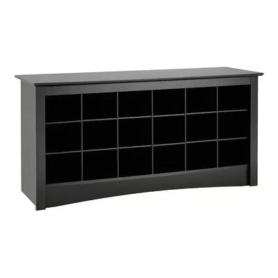 Prepac Shoe Storage Cubby Bench, Black, Furniture