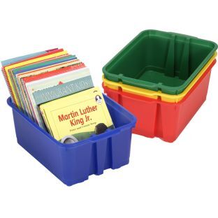 Classroom Stacking Bins  Primary Colors  4 bins by Really Good Stuff LLC