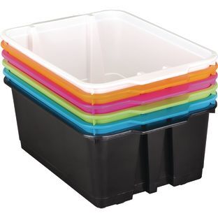 Classroom Book Bins  Neon Pop  Set of 6 by Really Good Stuff LLC