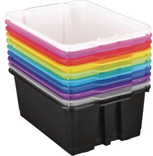 Classroom Stacking Bins  12 Pack Rainbow by Really Good Stuff LLC