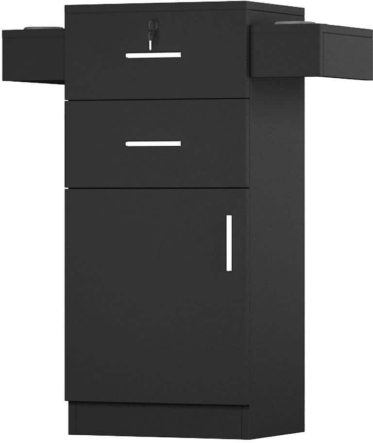 Winado Black Beauty Salon Cabinet Storage Cart Hair Dryer Holder Locking Drawer Styling