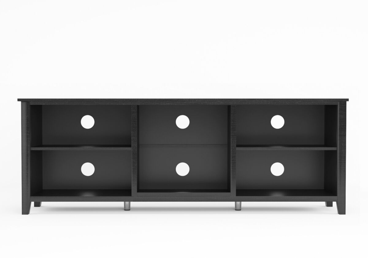 Simplie Fun Tv Stand Storage Media Console Entertainment Center, Tradition Black, without drawer - Black