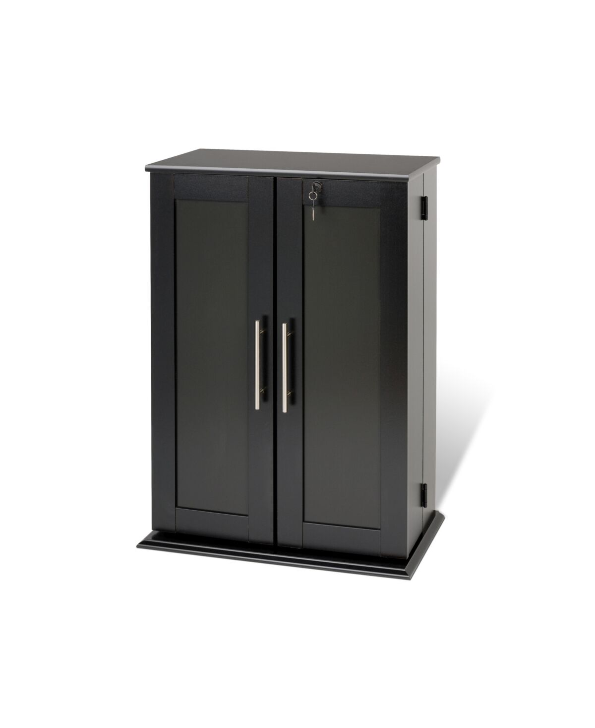 Prepac Locking Media Storage Cabinet with Shaker Doors - Black