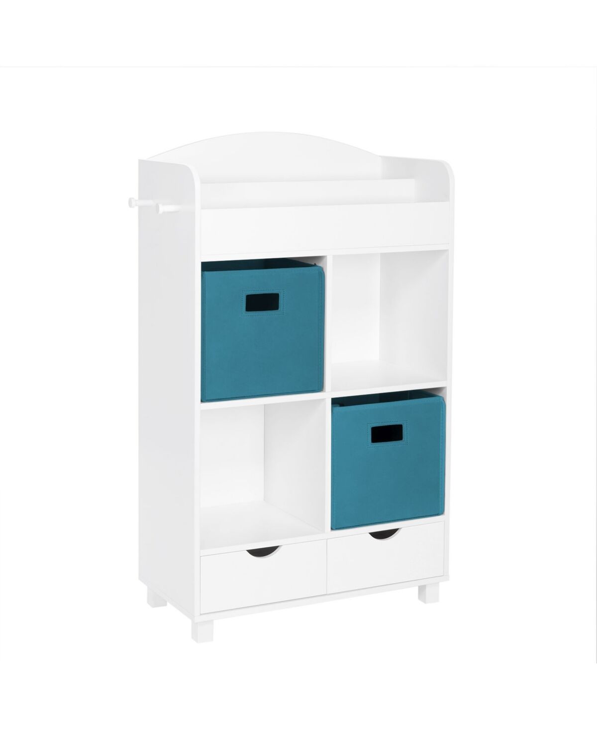 RiverRidge Home Book Nook Collection Kids Cubby Storage Cabinet with Bookrack - Turquoise