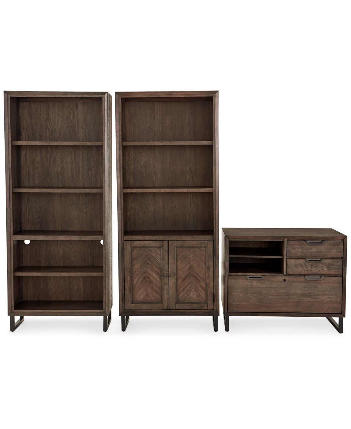 Furniture Gidian Home Office, 3-Pc. Set (Combo File, Open Bookcase, Door Bookcase) - Fossil