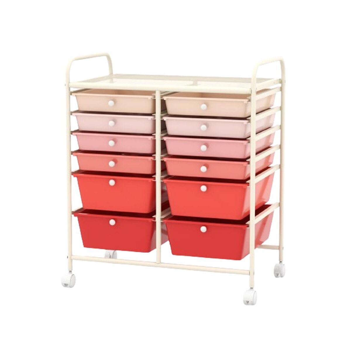 Slickblue 12 Drawers Rolling Cart Storage Scrapbook Paper Organizer Bins - Red