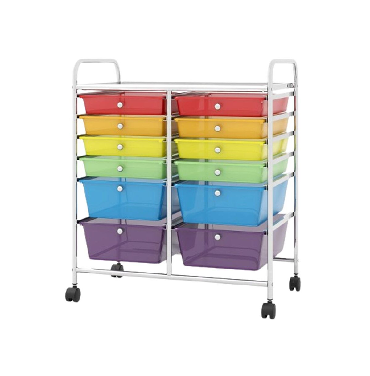 Slickblue 12 Drawers Rolling Cart Storage Scrapbook Paper Organizer Bins - Multicolor