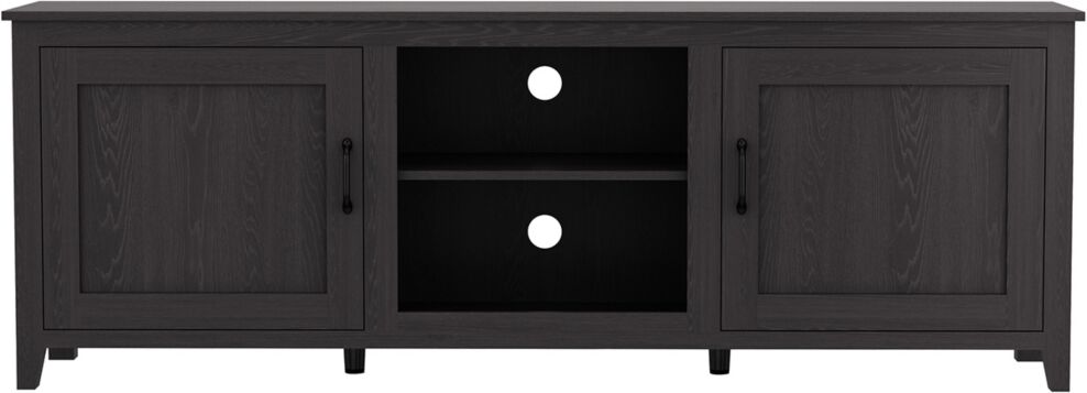 Simplie Fun Tv Stand Storage Media Console Entertainment Center, Tradition Black, with doors - Black