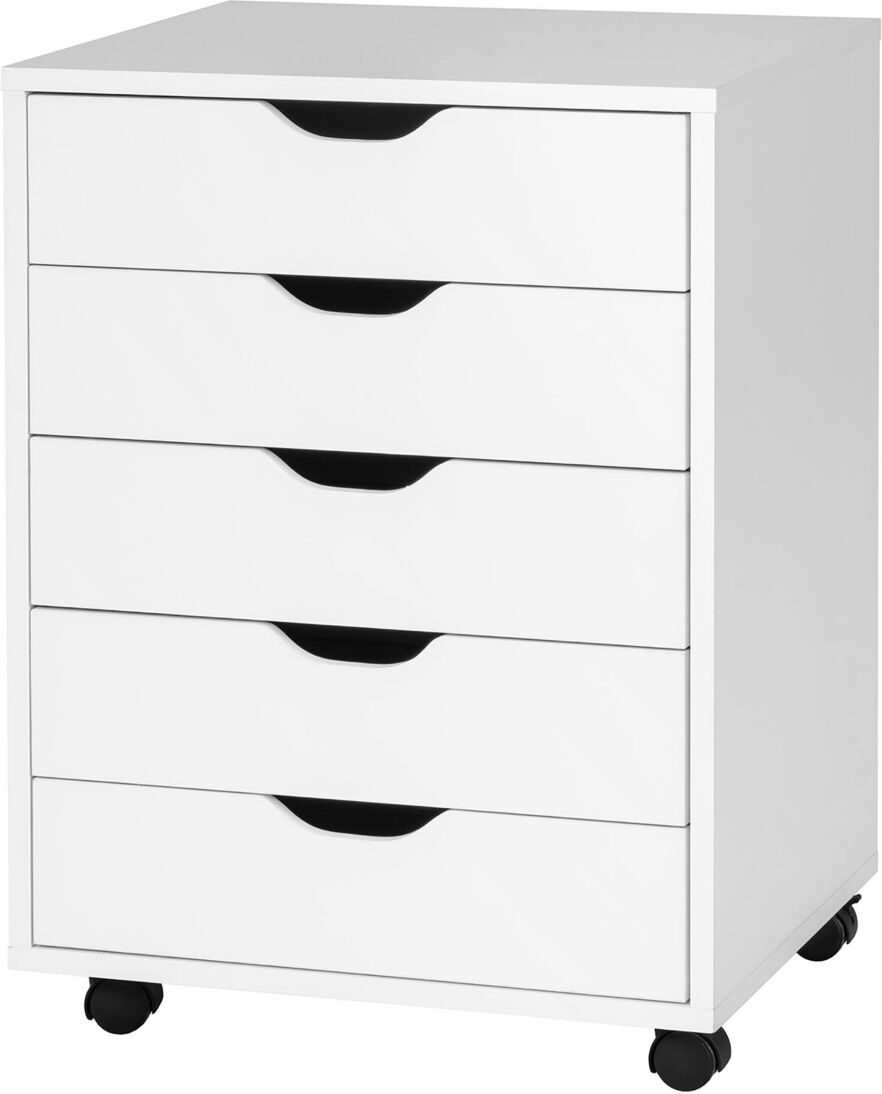 Costway 5 Drawer Chest Storage Dresser Floor Cabinet Organizer - White