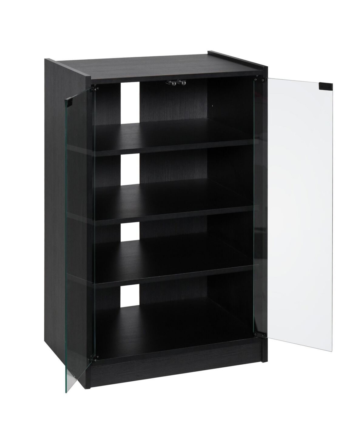 Homcom 5-Tier Media Stand Cabinet w/3-Level Adjustable Shelves & Tempered Glass - Black