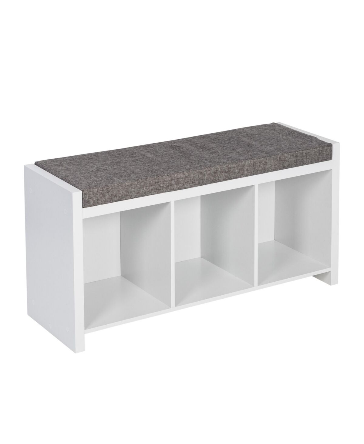 Honey Can Do Cube Organizer Bench with Shoe Storage and Seat Cushion - White