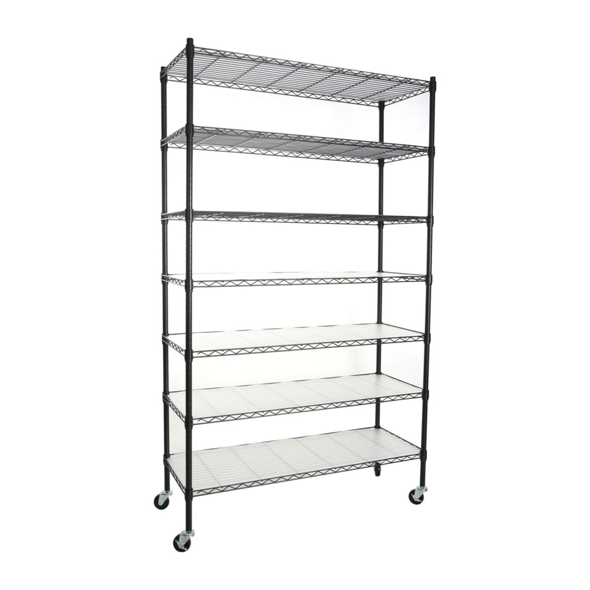 Simplie Fun 7 Tier Wire Shelving Unit, 2450 Lbs Nsf Height Adjustable Metal Garage Storage Shelves with Wheels, Heavy Duty Storage Wire Rack Metal Shelves - Black