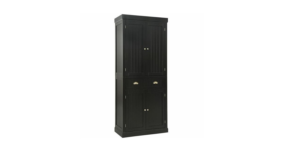Slickblue Cupboard Freestanding Kitchen Cabinet with Adjustable Shelves-Grey - Dark brown