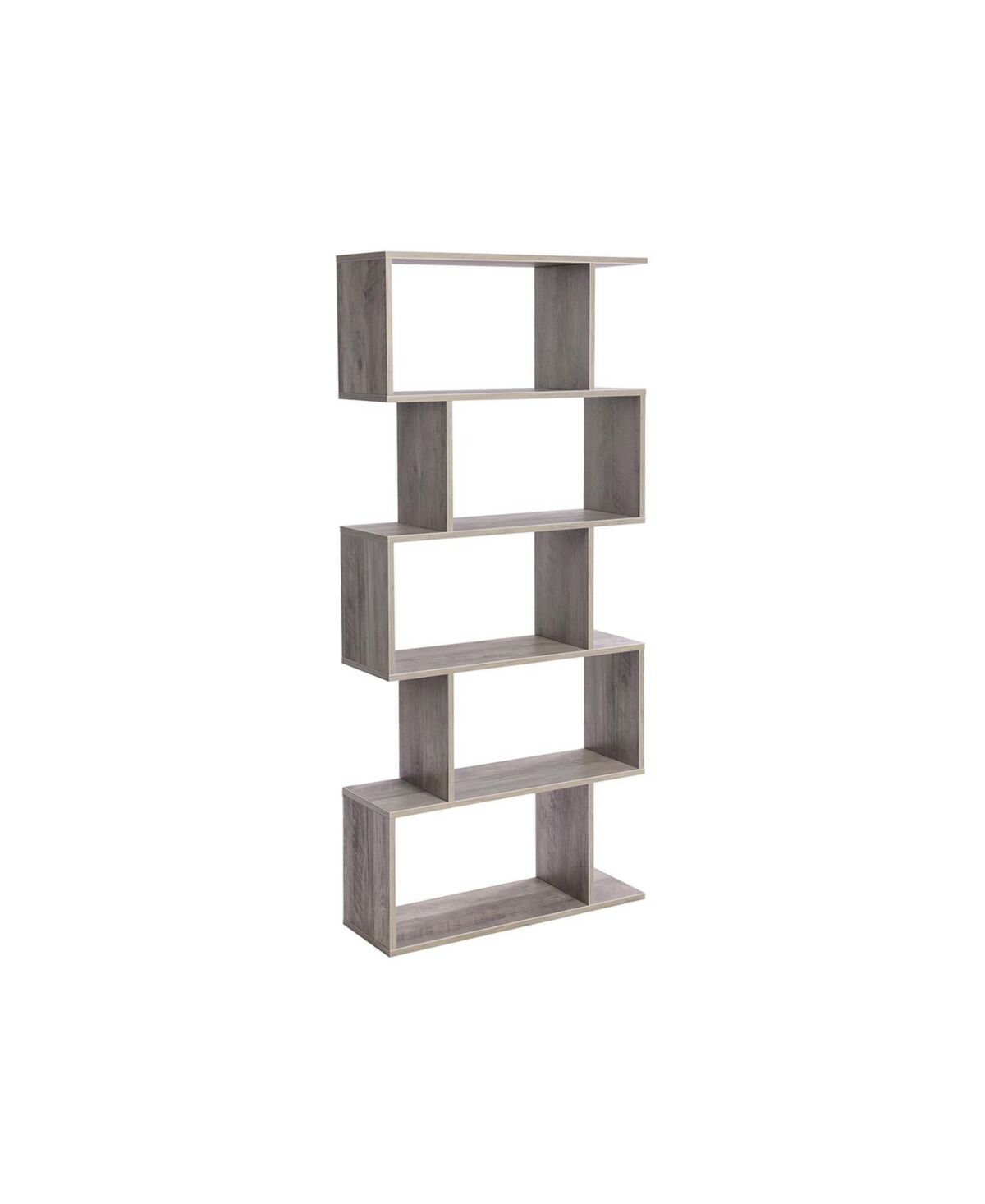 Slickblue Wooden Bookcase, 5-tier Display Shelf, Freestanding Decorative Storage Shelving Bookshelf - Greige
