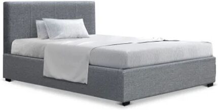 Artiss King Single Size Gas Lift Bed Frame With Storage Mattress Grey Fabric Nino