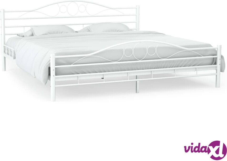 vidaXL Bed Frame White Metal 137x187 cm