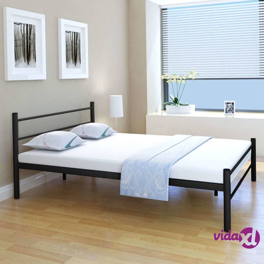 vidaXL Bed Frame Black Metal Double Size