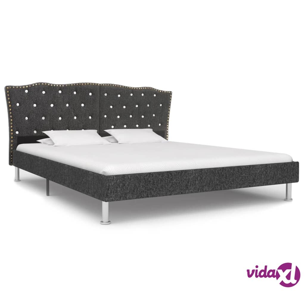 vidaXL Bed Frame Dark Grey Fabric 137x187 cm Double