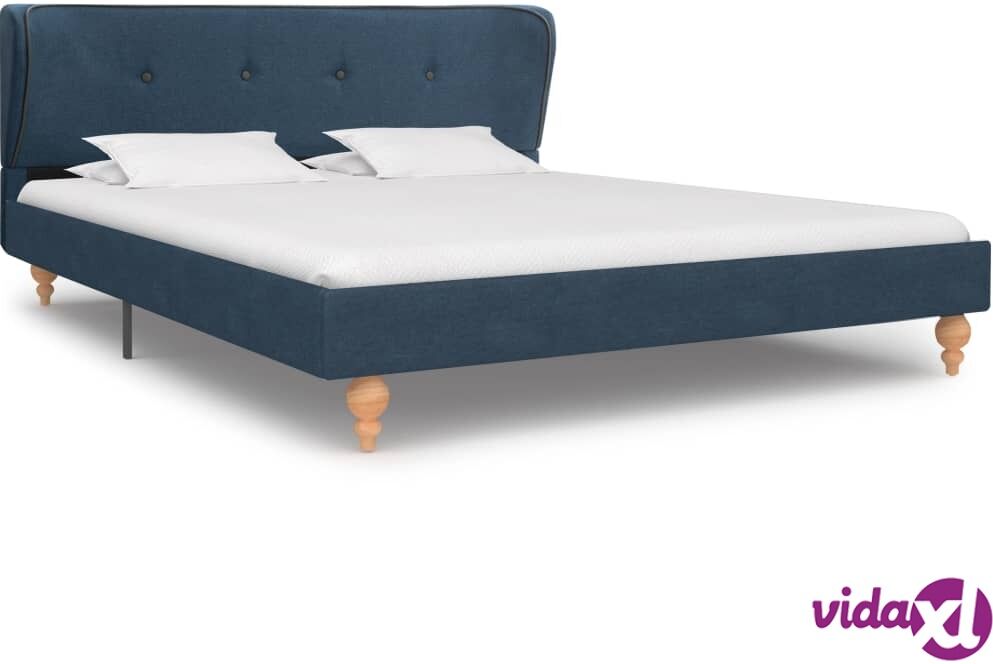 vidaXL Bed Frame Blue Fabric 137x187 cm  Double