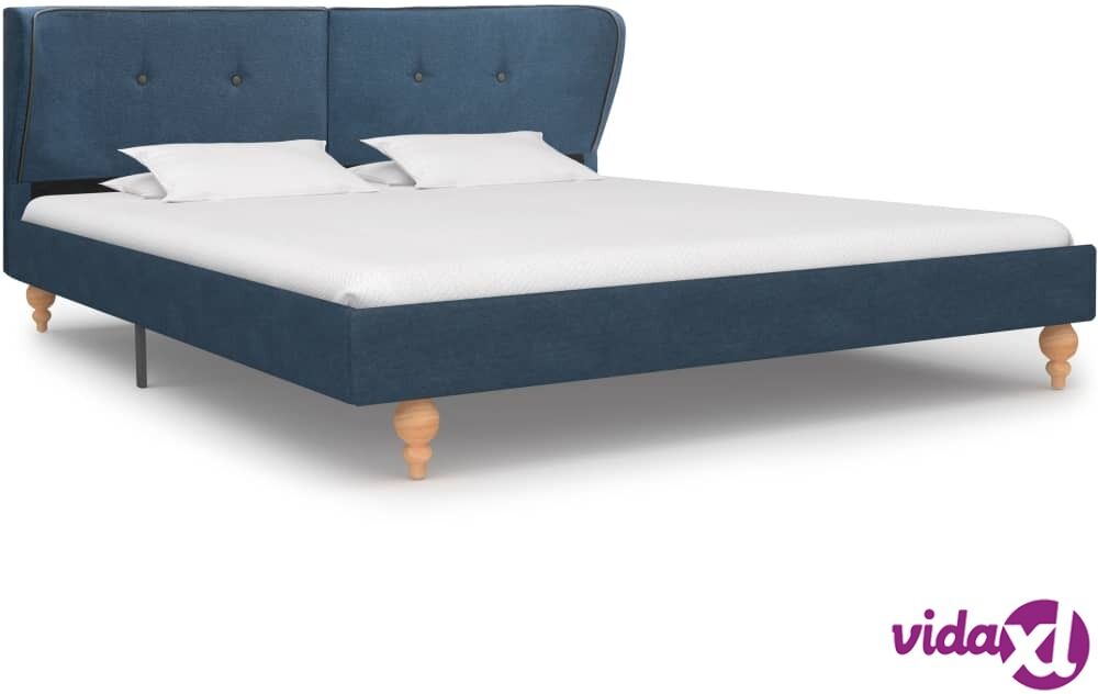 vidaXL Bed Frame Blue Fabric 153x203 cm  Queen