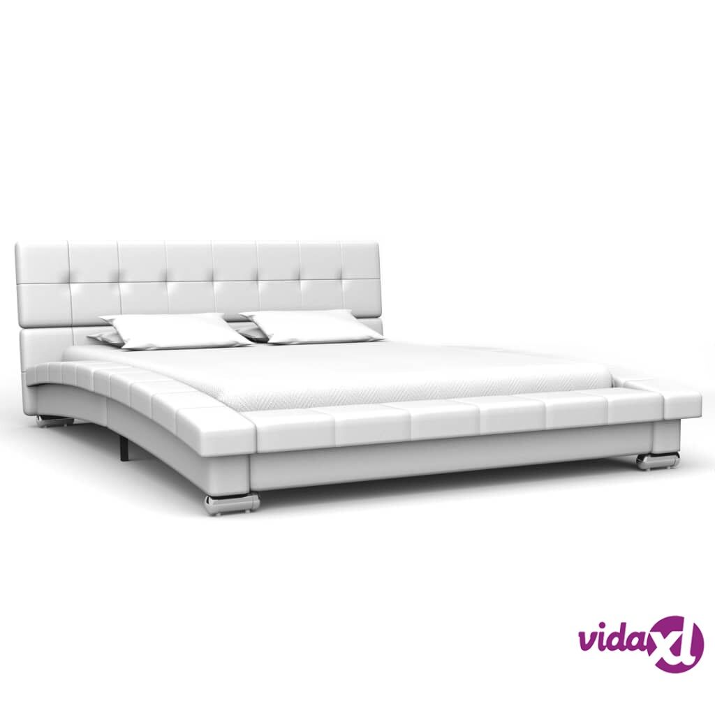 vidaXL Bed Frame White Faux Leather 106x203 cm  King Single