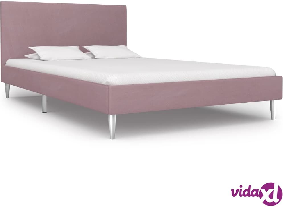 vidaXL Bed Frame Pink Fabric Double