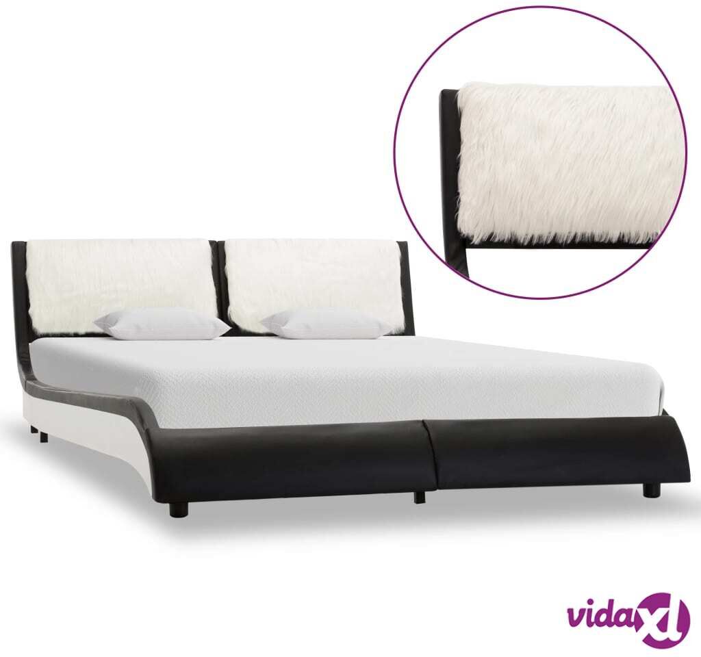 vidaXL Bed Frame Black and White Faux Leather 106x203 cm King Single