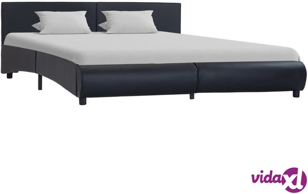 vidaXL Bed Frame Black Faux Leather 153x203 cm