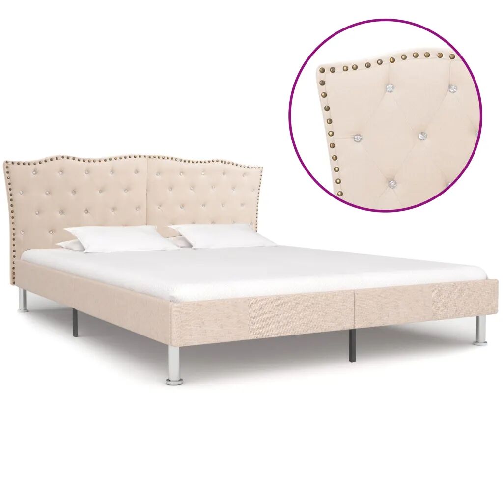 vidaXL Cadre de lit Beige Tissu 180 x 200 cm