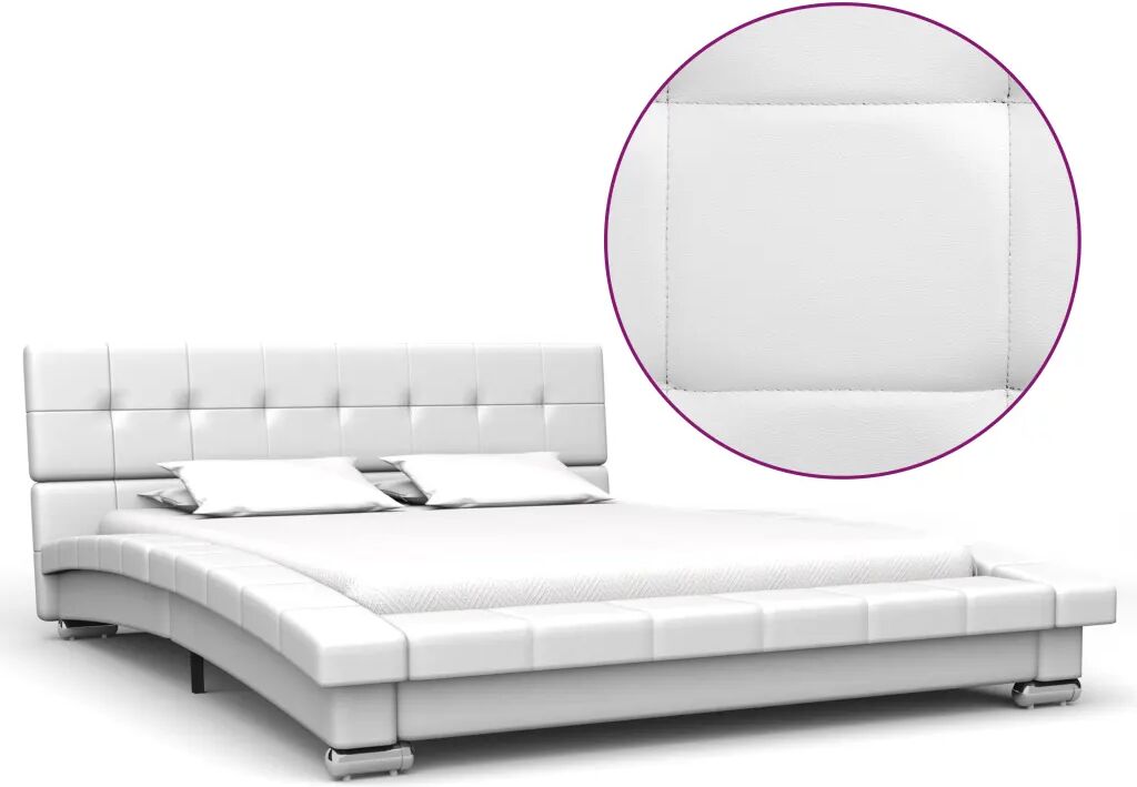 vidaXL Cadre de lit Blanc Similicuir 200 x 120 cm