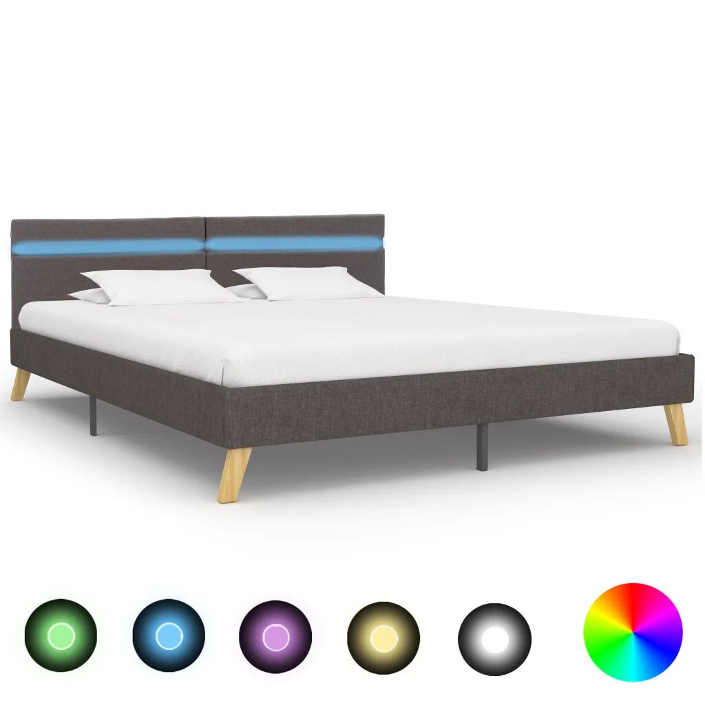 vidaXL Cadre de lit avec LED Gris clair Tissu 180 x 200 cm