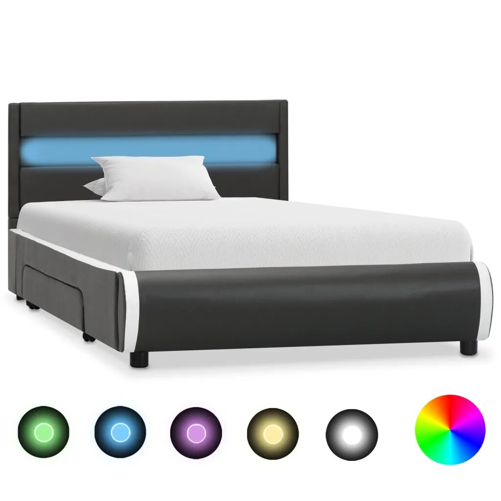 vidaXL Cadre de lit avec LED Anthracite Similicuir 90x200 cm