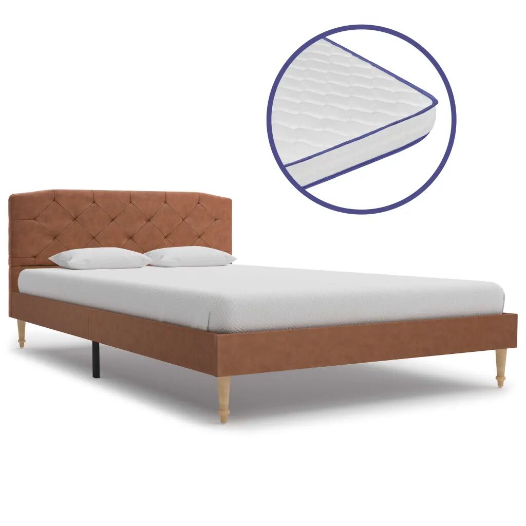 vidaXL Lit avec matelas à mémoire de forme Marron Tissu 120 x 200 cm